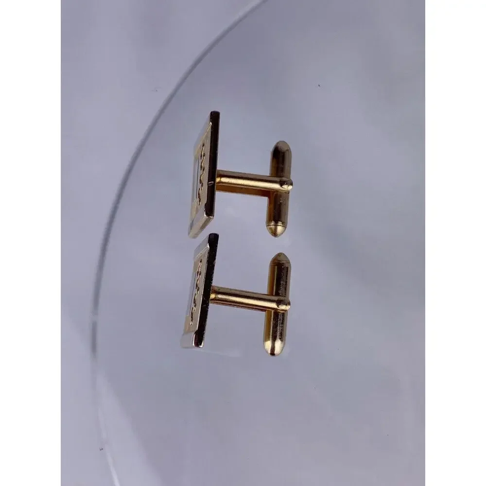 Crown Shield Coat of Arms 12k Gold Plate Cufflinks Simple Crest Heraldry VTG O1